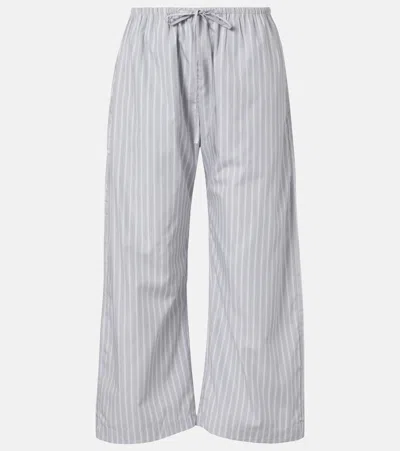 Leset Yoshi Striped Cotton-blend Wide-leg Pants In Blue