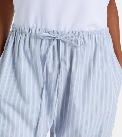 Leset Yoshi Striped Cotton-blend Wide-leg Pants In Blue