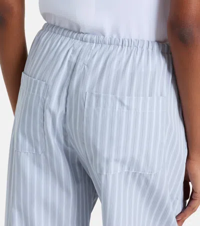 Leset Yoshi Striped Cotton-blend Wide-leg Pants In Blue