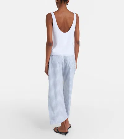 Leset Yoshi Striped Cotton-blend Wide-leg Pants In Blue