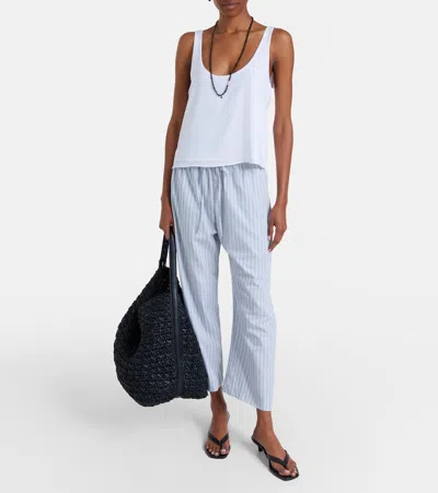 Leset Yoshi Striped Cotton-blend Wide-leg Pants In Blue