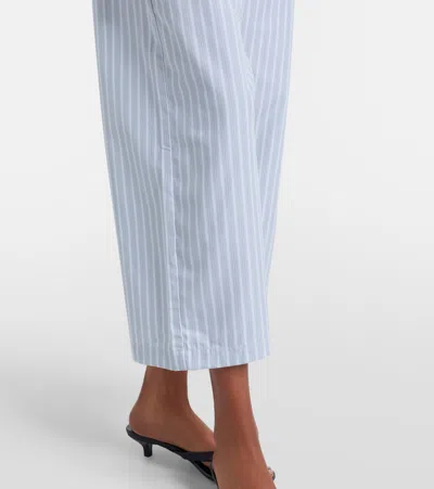Leset Yoshi Striped Cotton-blend Wide-leg Pants In Blue
