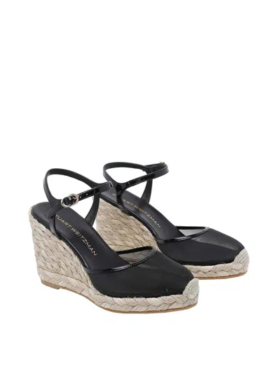 Stuart Weitzman Black Bareitall Wedge Espadrilles In Black