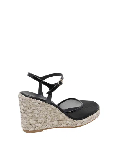 Stuart Weitzman Black Bareitall Wedge Espadrilles In Black