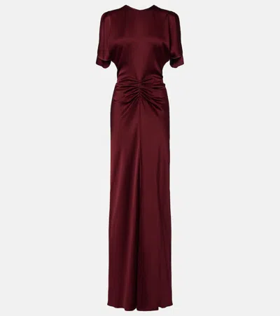 Victoria Beckham Womens Cinnabar Red Isabella Satin Gown In Burgundy