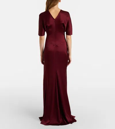 Victoria Beckham Womens Cinnabar Red Isabella Satin Gown In Burgundy