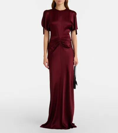 Victoria Beckham Womens Cinnabar Red Isabella Satin Gown In Burgundy