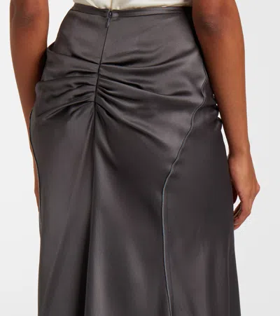 Victoria Beckham Womens Ore Bela Draped Satin Midi Skirt In Gray