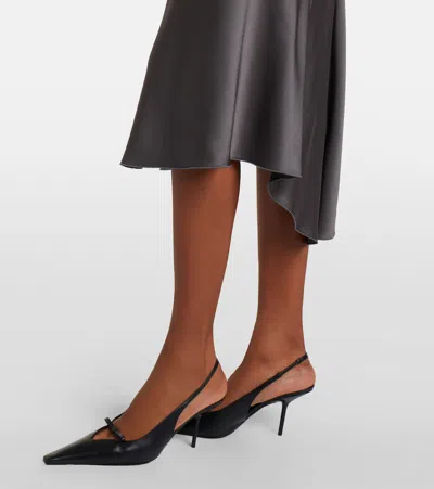 Victoria Beckham Womens Ore Bela Draped Satin Midi Skirt In Gray