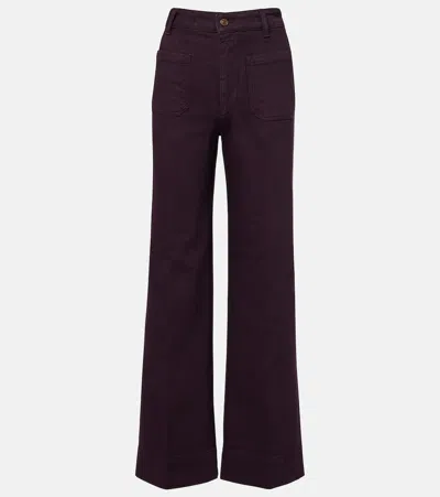 Victoria Beckham Alina High Waist Wide Leg Jeans In Burgundy