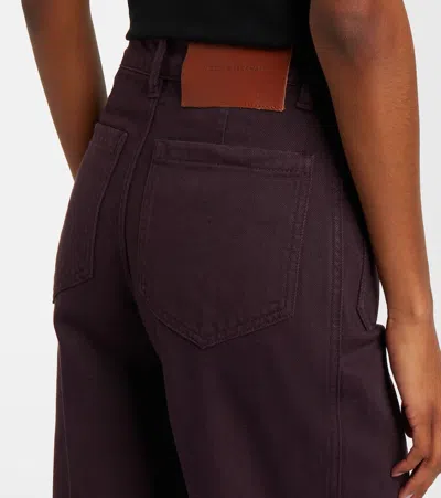 Victoria Beckham Alina High Waist Wide Leg Jeans In Burgundy