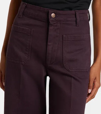 Victoria Beckham Alina High Waist Wide Leg Jeans In Burgundy
