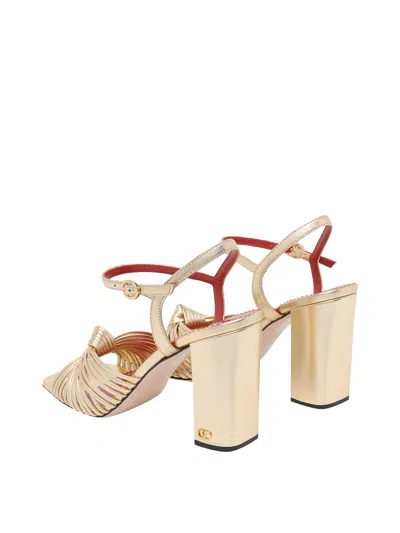 Valentino 90mm Vlogo Anne Metallic Leather Block-heel Sandals In Gold