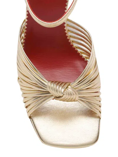 Valentino 90mm Vlogo Anne Metallic Leather Block-heel Sandals In Gold