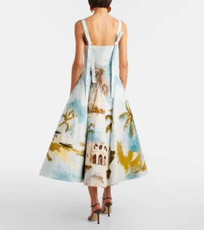 Oscar De La Renta Dominican Landscape Printed Cotton-poplin Midi Dress In Multi