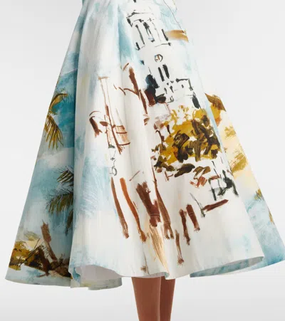 Oscar De La Renta Dominican Landscape Printed Cotton-poplin Midi Dress In Multi
