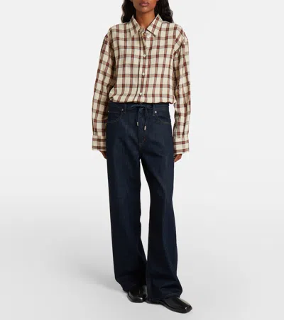 Frame The Off Duty Drawstring Bow Jeans In Blue