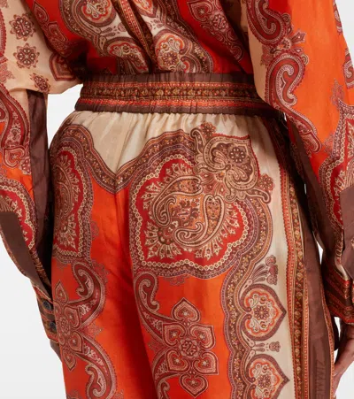 Zimmermann Womens Tangerine Paisley Mahon Relaxed Silk Trousers In Brown