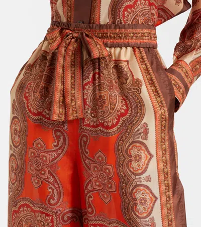 Zimmermann Womens Tangerine Paisley Mahon Relaxed Silk Trousers In Brown