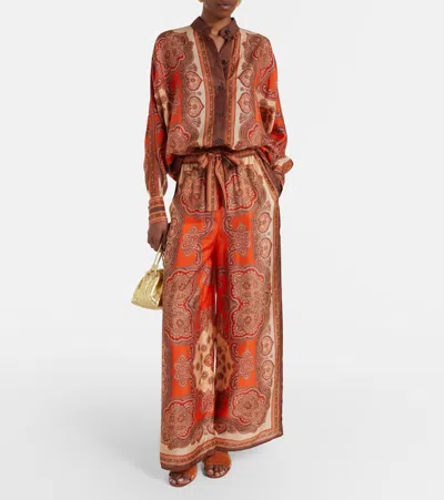Zimmermann Womens Tangerine Paisley Mahon Relaxed Silk Trousers In Brown