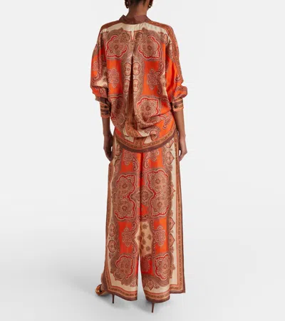 Zimmermann Womens Tangerine Paisley Mahon Relaxed Silk Trousers In Brown