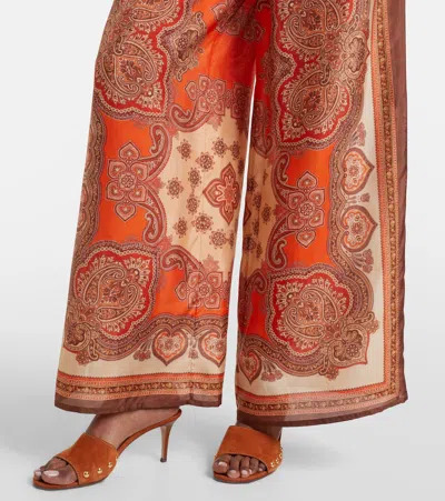 Zimmermann Womens Tangerine Paisley Mahon Relaxed Silk Trousers In Brown