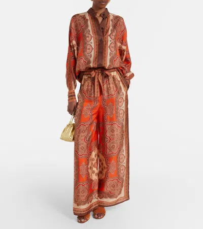 Zimmermann Tangerine Paisley-print Silk Habotai Mahon Dolman Shirt In Multi