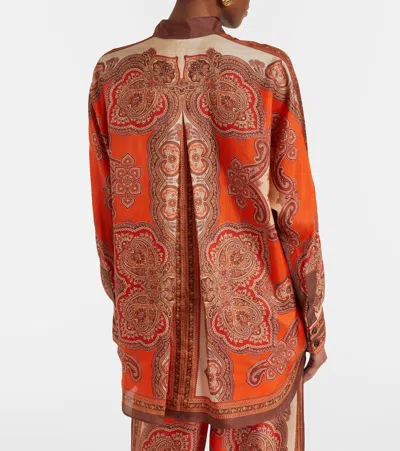 Zimmermann Tangerine Paisley-print Silk Habotai Mahon Dolman Shirt In Multi