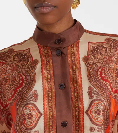 Zimmermann Tangerine Paisley-print Silk Habotai Mahon Dolman Shirt In Multi