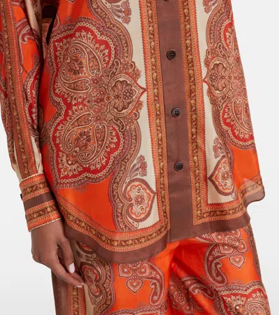 Zimmermann Tangerine Paisley-print Silk Habotai Mahon Dolman Shirt In Multi