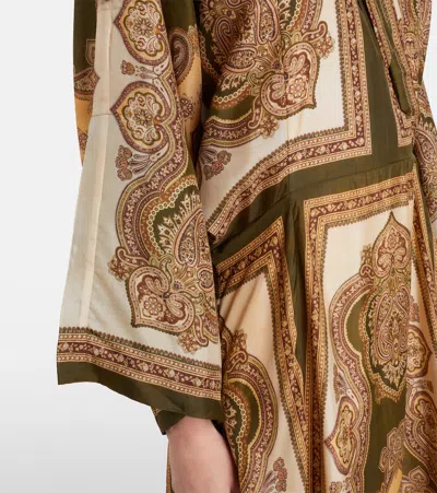 Zimmermann Mahon Paisley Print Habutai Silk Maxi Dress In Green