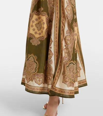 Zimmermann Mahon Paisley Print Habutai Silk Maxi Dress In Green