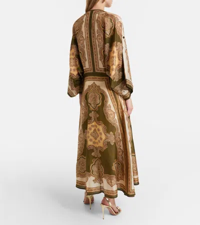 Zimmermann Mahon Paisley Print Habutai Silk Maxi Dress In Green
