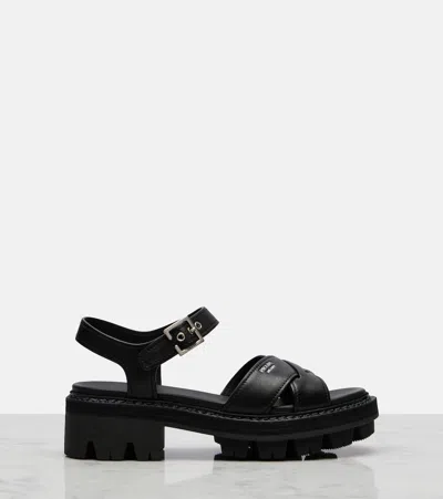 Prada Leather Sandals In Black
