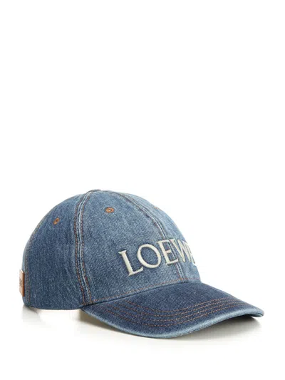 Loewe Structured Logo Cap With Contrast Stitching And Adjustable Fit In Blue