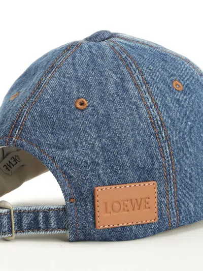Loewe Structured Logo Cap With Contrast Stitching And Adjustable Fit In Blue