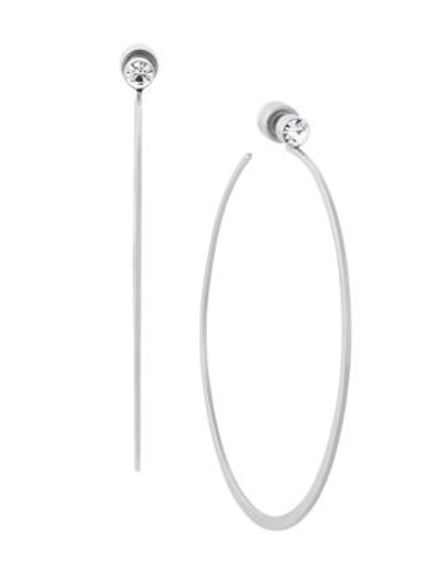 Shop Michael Kors Modern Brilliance Large Crystal Silvertone Hoop Earrings/2.25" In Na