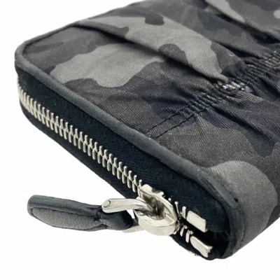 Pre-owned Prada Black Gray Nylon Leather Long Wallet (bi-fold) () In Multi