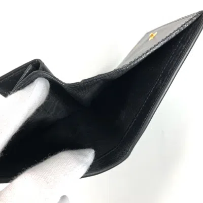 Pre-owned Prada Black White Leather Wallet (bi-fold) () In Multi