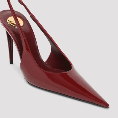 Saint Laurent Guermantes Slingback Pumps In Red Patent Leather In Burgundy