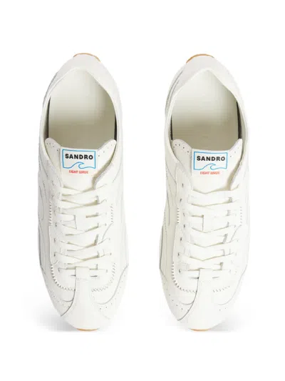 Sandro Paris Leather Light Wave Sneakers In White
