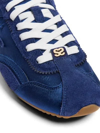 Sandro Mixed Material Light Wave Trainers In Blue
