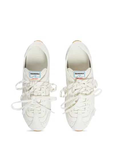 Sandro Paris Leather Light Wave Sneakers In White