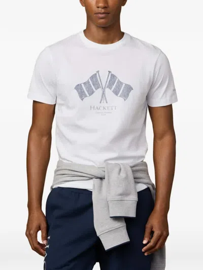 Hackett 런던 로잉 클럽 프린트 티셔츠 In White