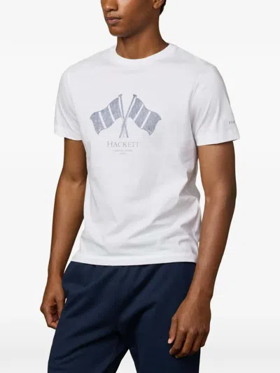 Hackett 런던 로잉 클럽 프린트 티셔츠 In White