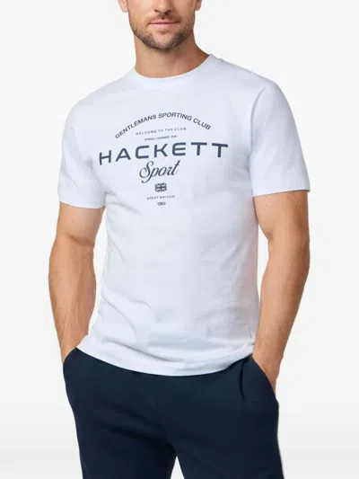 Hackett 로고 프린트 코튼 티셔츠 In White