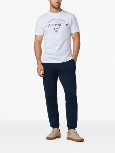 Hackett 로고 프린트 코튼 티셔츠 In White