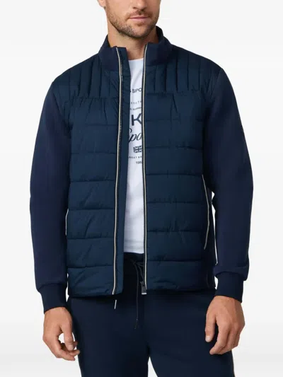 Hackett 이스테이트 하이브리드 퀼팅 집업 재킷 In Blue