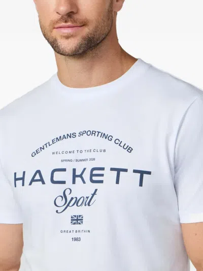 Hackett 로고 프린트 코튼 티셔츠 In White
