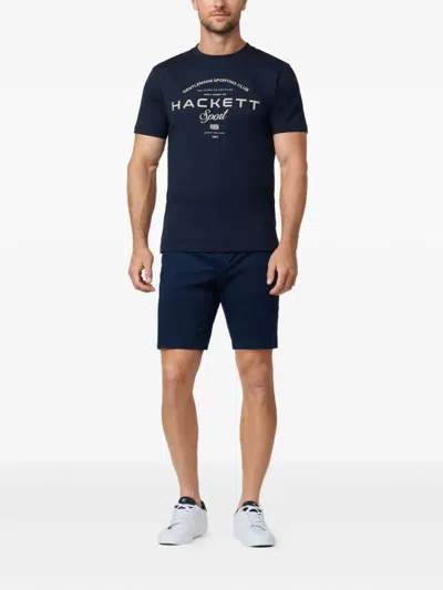 Hackett 로고 프린트 코튼 티셔츠 In Blue